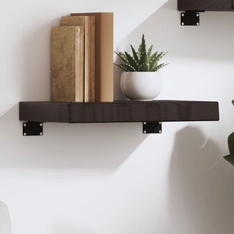 Wandschap 40x20x6 cm behandeld massief eikenhout donkerbruin 1