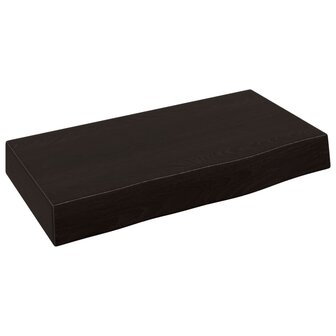 Wandschap 40x20x6 cm behandeld massief eikenhout donkerbruin 2
