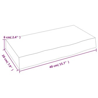 Wandschap 40x20x6 cm behandeld massief eikenhout donkerbruin 7