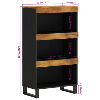 Bijzetkast 60x33x107 cm massief mangohout 7