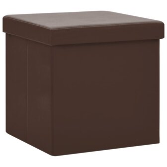 Opbergkrukken inklapbaar 2 st PVC bruin 3