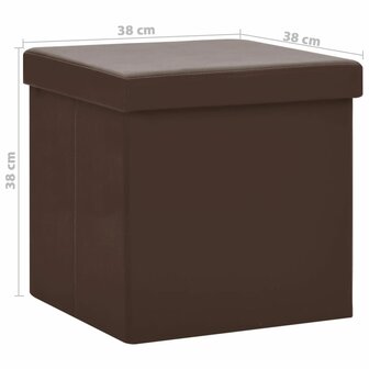 Opbergkrukken inklapbaar 2 st PVC bruin 9