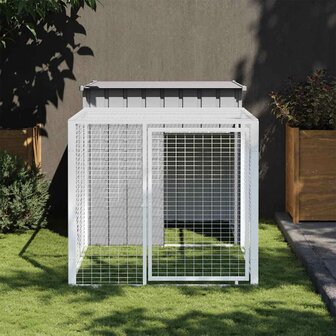 Kippenhok met ren 110x201x110 cm gegalvaniseerd staal grijs 1
