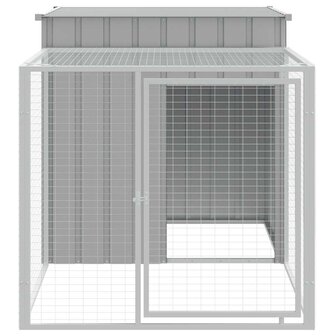 Kippenhok met ren 110x201x110 cm gegalvaniseerd staal grijs 3