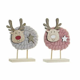 Kerstversiering DKD Home Decor Polyester Hout (2 pcs) (10 x 4 x 16 cm) 1
