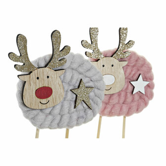 Kerstversiering DKD Home Decor Polyester Hout (2 pcs) (10 x 4 x 16 cm) 3