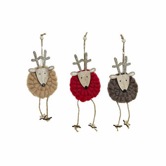 Kerstversiering DKD Home Decor Polyester Hout Rendier (3 pcs) (8 x 3 x 26 cm) 1