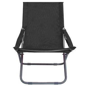 Strandstoelen 2 st inklapbaar stof zwart 2