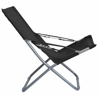 Strandstoelen 2 st inklapbaar stof zwart 4