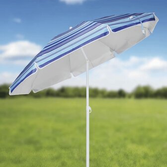HI Strandparasol 200 cm gestreept blauw 2