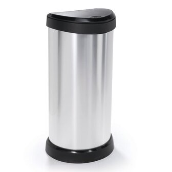 Curver Pedaalemmer Deco ovaal 40 L zilverkleurig 2