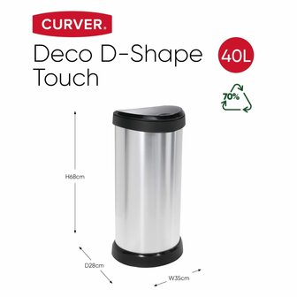 Curver Pedaalemmer Deco ovaal 40 L zilverkleurig 5