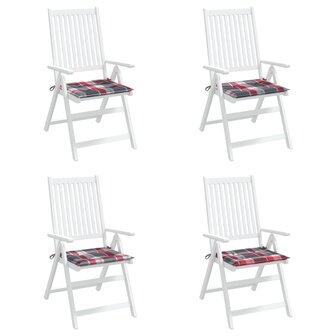 Tuinstoelkussens 4 st 50x50x3 cm oxford stof ruitpatroon rood 4