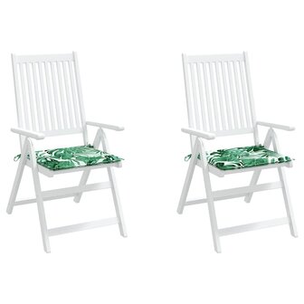 Stoelkussens 2 st bladpatroon 50x50x3 cm stof 4