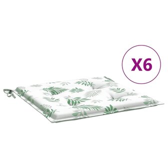 Stoelkussens 6 st bladpatroon 50x50x3 cm stof 2