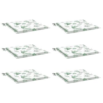 Stoelkussens 6 st bladpatroon 50x50x3 cm stof 3