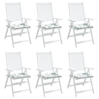 Stoelkussens 6 st bladpatroon 50x50x3 cm stof 4