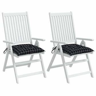 Stoelkussens 2 st ruitpatroon 40x40x7 cm stof zwart 4