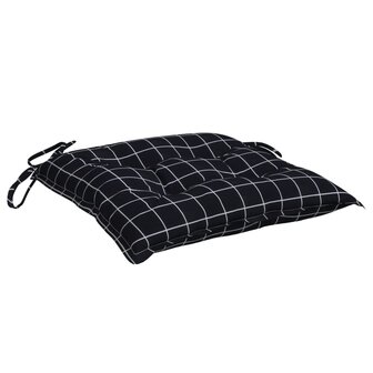 Stoelkussens 2 st ruitpatroon 40x40x7 cm stof zwart 5