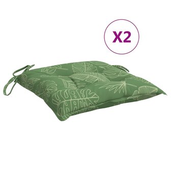 Stoelkussens 2 st bladpatroon 40x40x7 cm stof 2