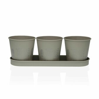 Bloempot Versa Grijs Triple Metaal (11 x 33 cm) 1