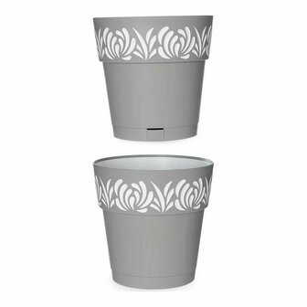 Zelfwaterende bloempot Stefanplast Gaia Grijs Wit Plastic 25 x 25 x 25	 cm 2