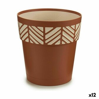 Zelfwaterende bloempot Stefanplast Orfeo Terra cotta Plastic 19 x 19 x 19 cm (12 Stuks) 1