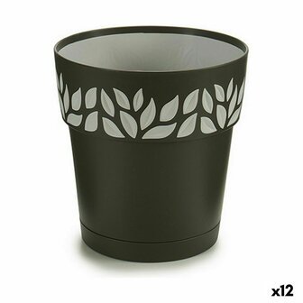 Zelfwaterende bloempot Stefanplast Cloe Antraciet Plastic 15 x 15 x 15 cm (12 Stuks) 1
