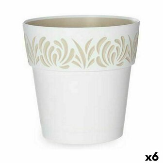 Zelfwaterende bloempot Stefanplast Gaia Wit Plastic 25 x 25 x 25 cm (6 Stuks) 1