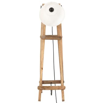 Vloerlamp E27 massief mangohout wit 4