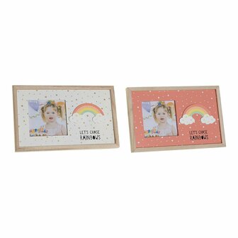 Fotolijsten DKD Home Decor Regenboog Roze Wit Kinderen Hout MDF (25 x 1 x 16 cm) (2 Stuks) 1