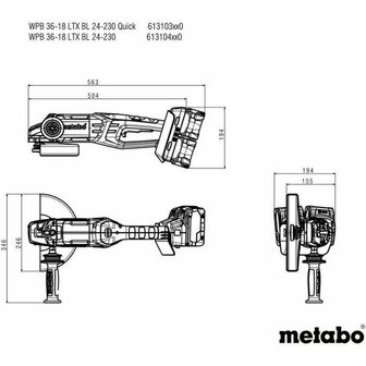 Haakse slijper Metabo WPB 36-18 LTX BL 24-230 5