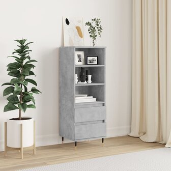 Hoge kast 40x36x110 cm bewerkt hout betongrijs 1