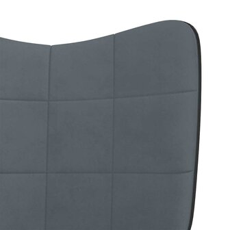 Schommelstoel met voetenbank fluweel en PVC donkergrijs 6