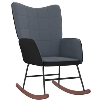 Schommelstoel met voetenbank fluweel en PVC donkergrijs 7