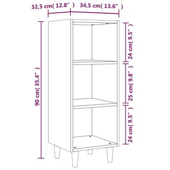 Dressoir 34,5x32,5x90 cm bewerkt hout bruin eikenkleur 7