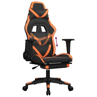 Gamestoel met voetensteun kunstleer zwart en oranje 8
