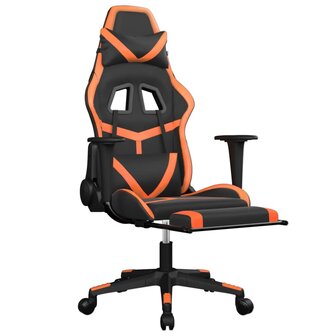Massage gamestoel met voetensteun kunstleer zwart en oranje 3