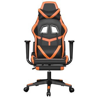 Massage gamestoel met voetensteun kunstleer zwart en oranje 4