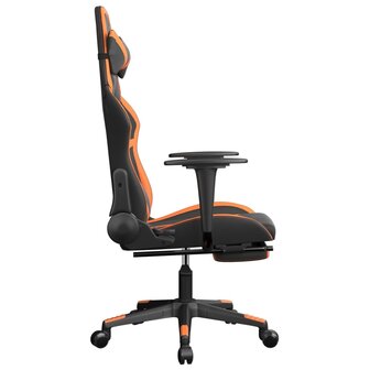 Massage gamestoel met voetensteun kunstleer zwart en oranje 5