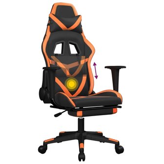 Massage gamestoel met voetensteun kunstleer zwart en oranje 8