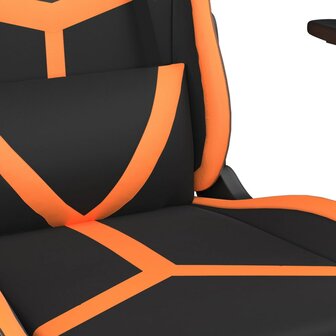 Massage gamestoel met voetensteun kunstleer zwart en oranje 9