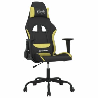 Massage gamestoel stof zwart en lichtgroen 2