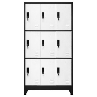 Lockerkast 90x45x180 cm staal antracietkleurig en wit 2