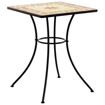 Bistrotafel moza&iuml;ek 60x60x74 cm keramiek terracottakleurig 2