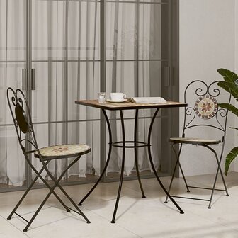 Bistrotafel moza&iuml;ek 60x60x74 cm keramiek terracottakleurig 3