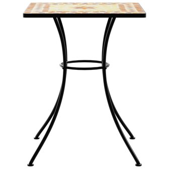 Bistrotafel moza&iuml;ek 60x60x74 cm keramiek terracottakleurig 5