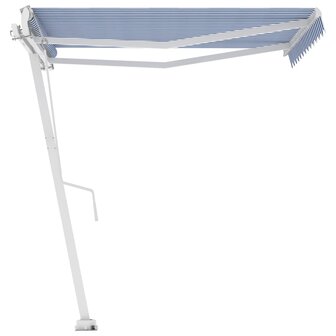 Luifel vrijstaand automatisch 350x250 cm blauw en wit 2