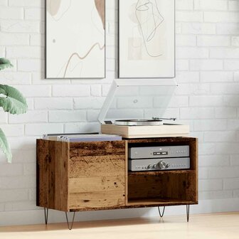 Platenkast 84,5x38x48 cm bewerkt hout oud houtkleurig 3