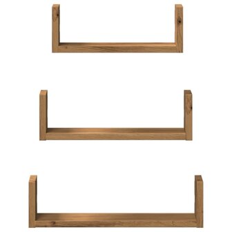 Wandschappen 3 st bewerkt hout artisanaal eiken 4